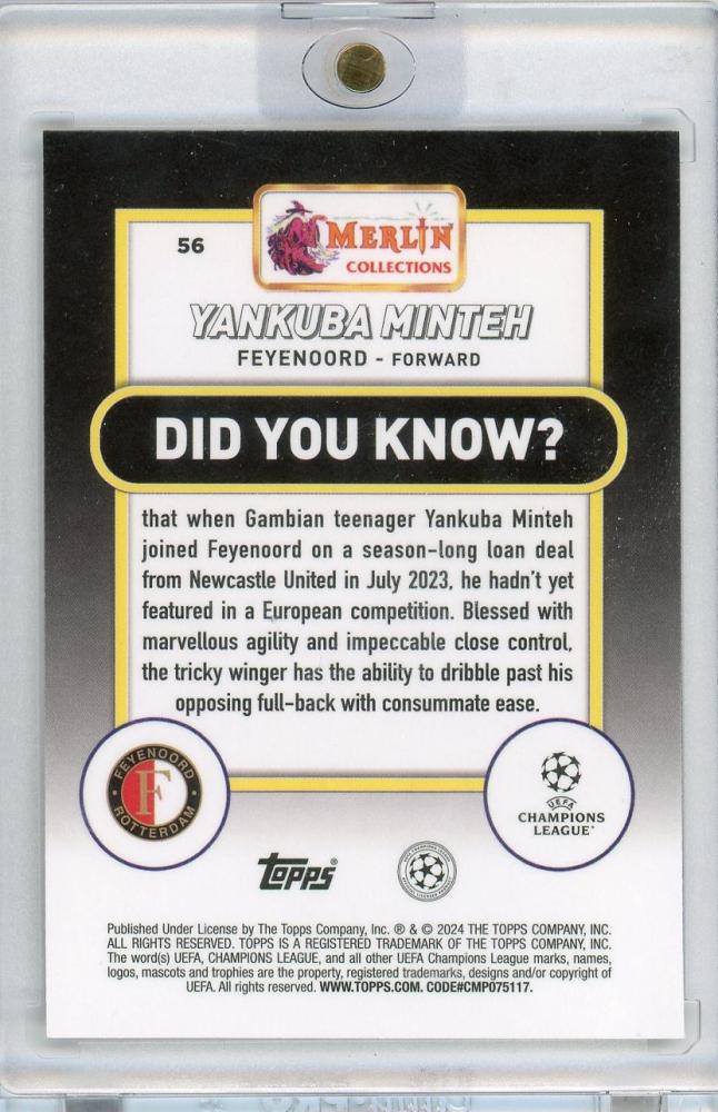 2023-24 Topps MERLIN Yankuba Minteh 011/150 Feyenoord