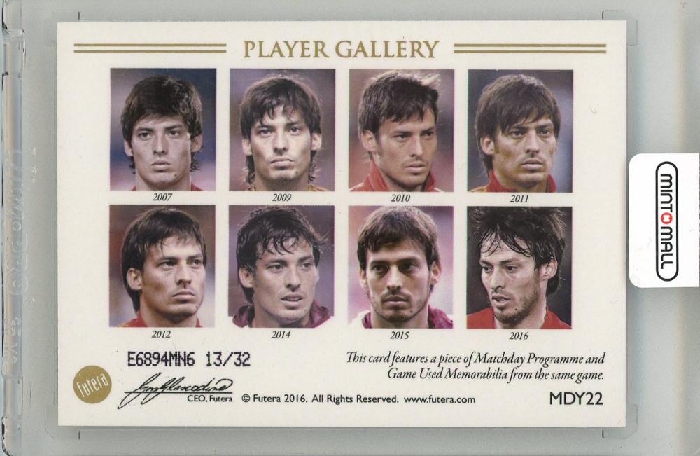 2016 FUTERA World Football Unique David Silva Matchday Dual Memorabilia #MDY2213/32