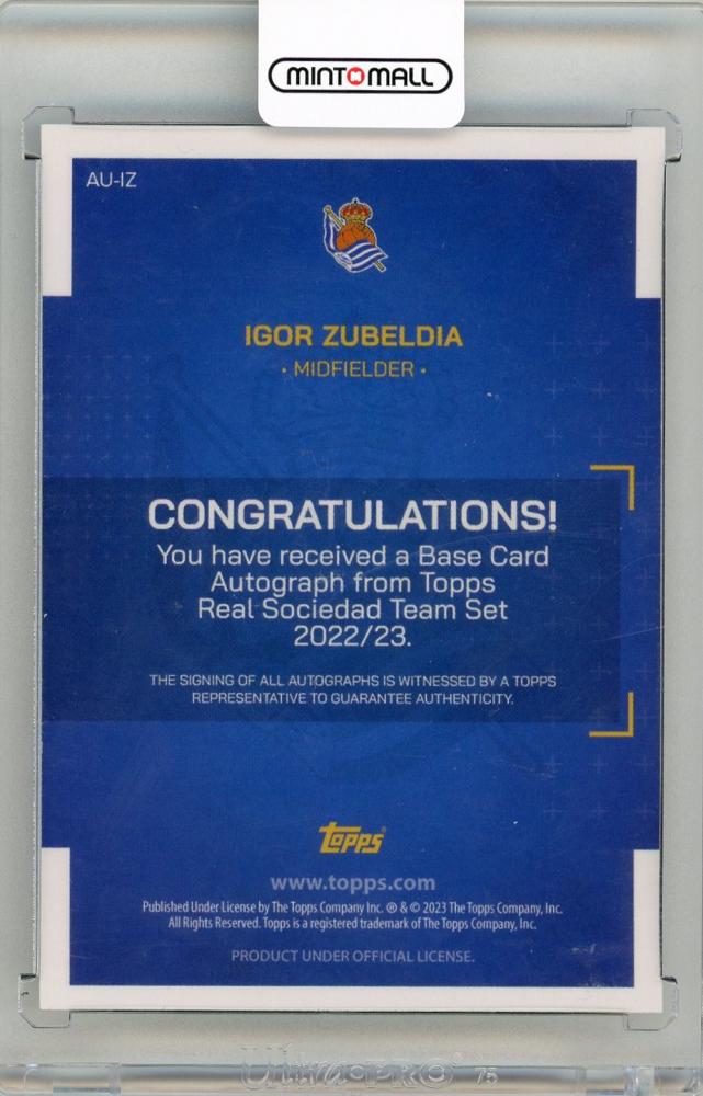2022-23 TOPPS Real Sociedad de Fútbol Official Team Set Igor Zubeldia Autographs Real Sociedad