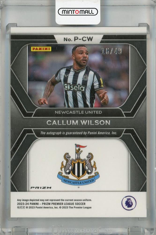 2023-24 Panini Prizm Premier League Callum Wilson Penmanship Silver Prizms #26 Auto *minor stain on back 16/49 Newcastle United