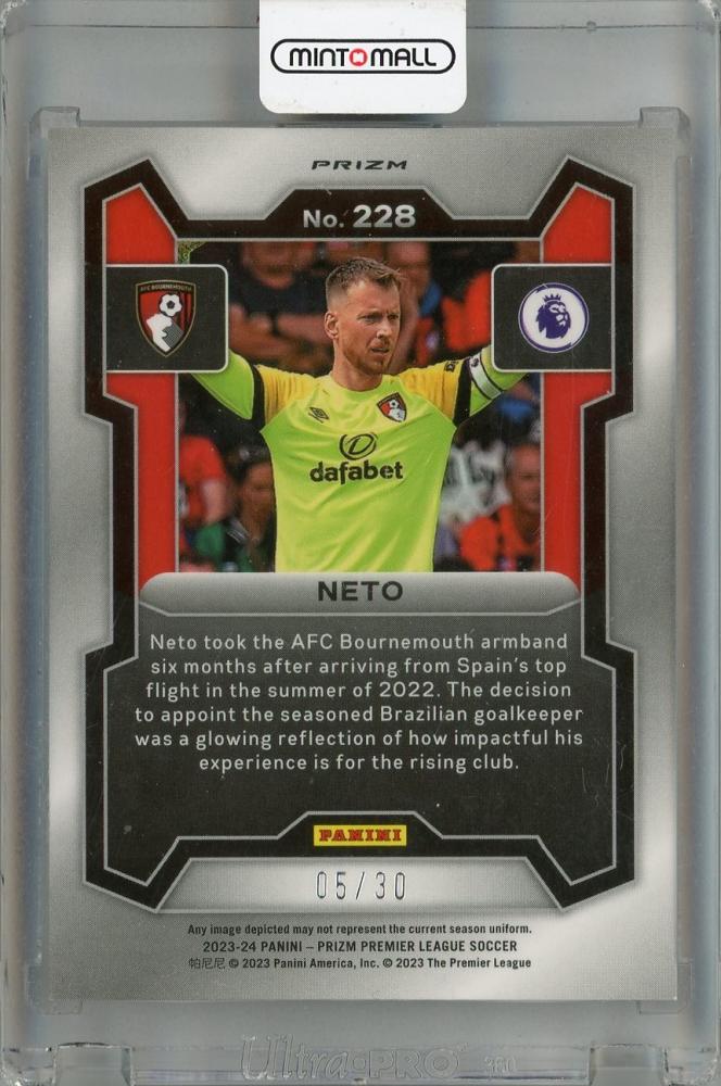 2023-24 Panini Prizm Premier League Neto Choice Red Prizms #228 *minor stain on back 05/30 AFC Bournemouth