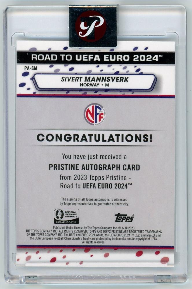 2023 Topps Pristine Road to Euro 2024 Sivert Mannsverk AutographsPA-SM Norway