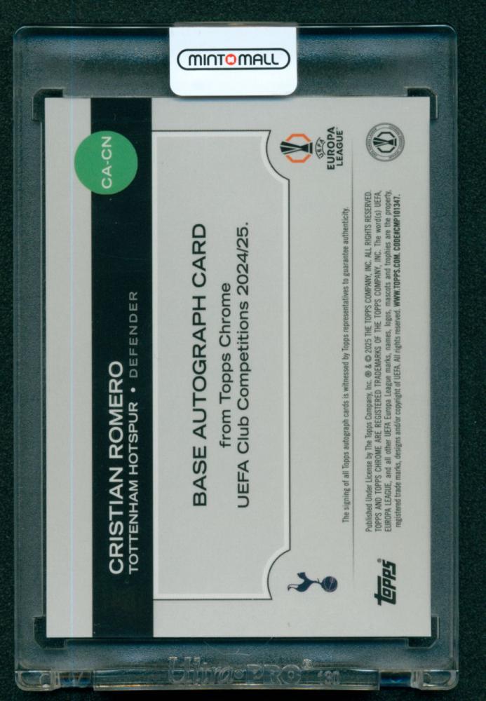 2024-25 Topps Chrome UEFA Club Competitions Autographs Toppsfractors #CACN Cristian Romero 51/52 TOTTENHAM HOTSPUR