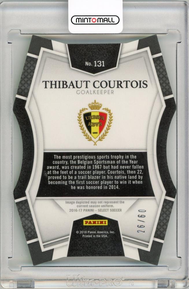 2016-17 Panini Select Soccer Thibaut Courtois Neon Green Prizms Die Cut 26/60 Belgium