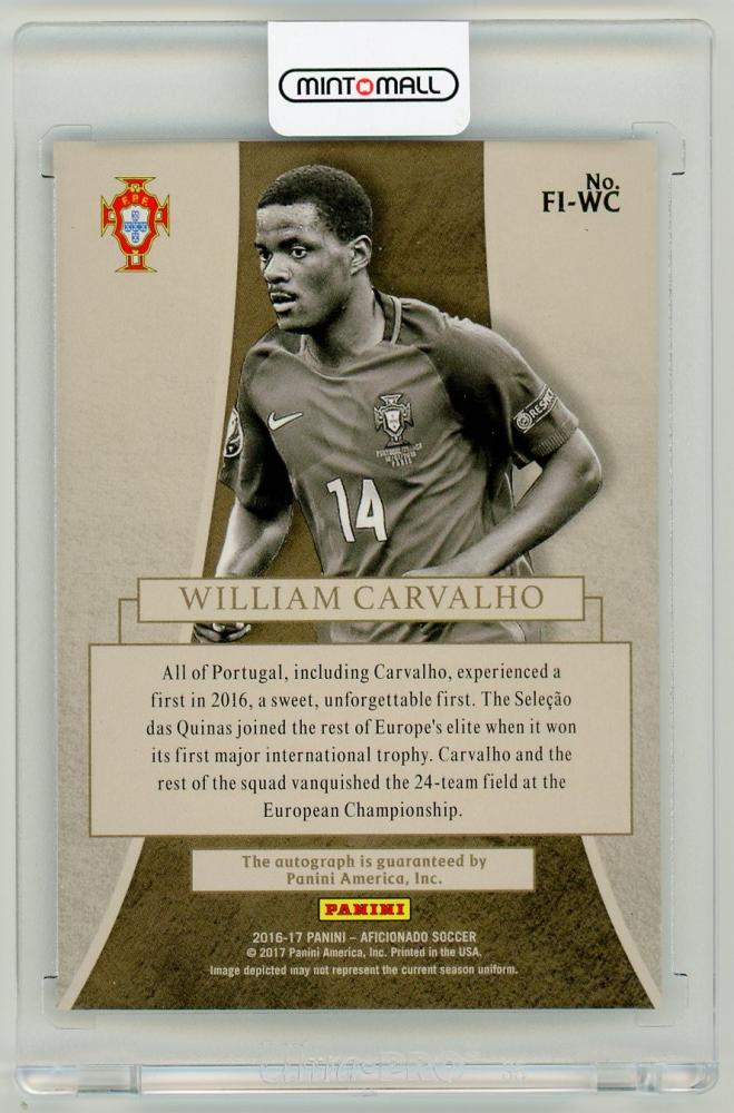 2016-17 PANINI Aficionado William Carvalho First Impressions Autographs58/80 Portugal
