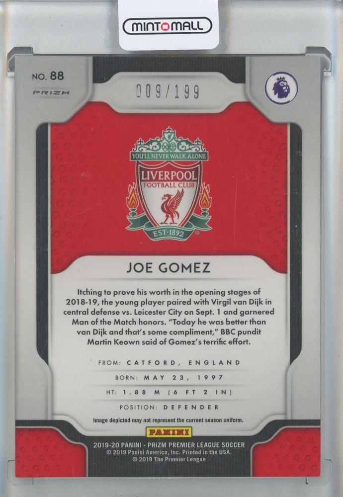 2019-20 Panini Prizm Premier Joe Gomez Blue #88009/199 Livepool FC