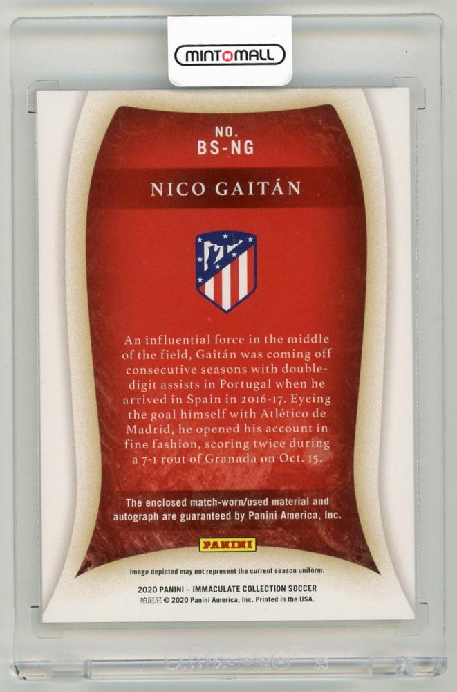2020 Panini Immaculate Collection Nico Gaitan Boot Signatures48/80 Atletico de Madrid