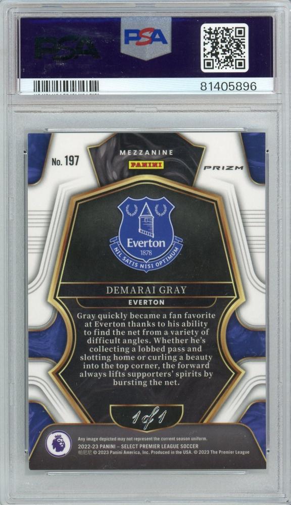 2022-23 Panini Select Premier League Demarai Gray Mezzanine Black #1971/1PSA10 Everton