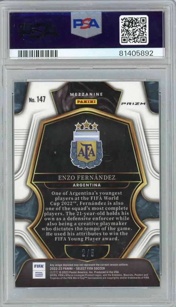 2022-23 Panini Select FIFA Enzo Fernandez Mezzanine Green #147 RC2/5PSA9 Argentina