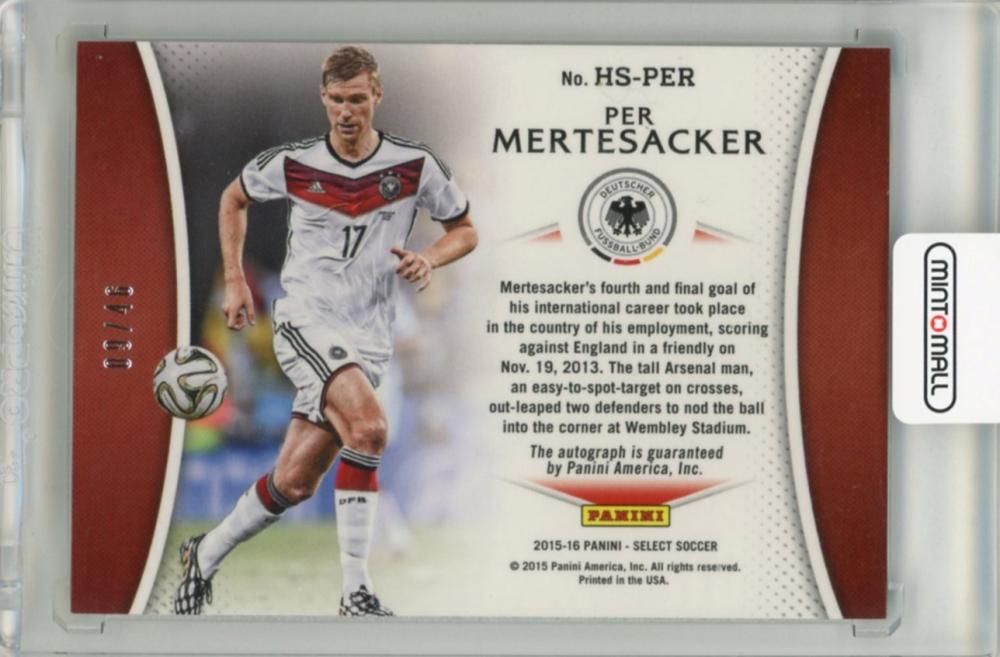 2015-16 PANINI Select Per Mertesacker Historic Signatures #HSPM09/46 Germany
