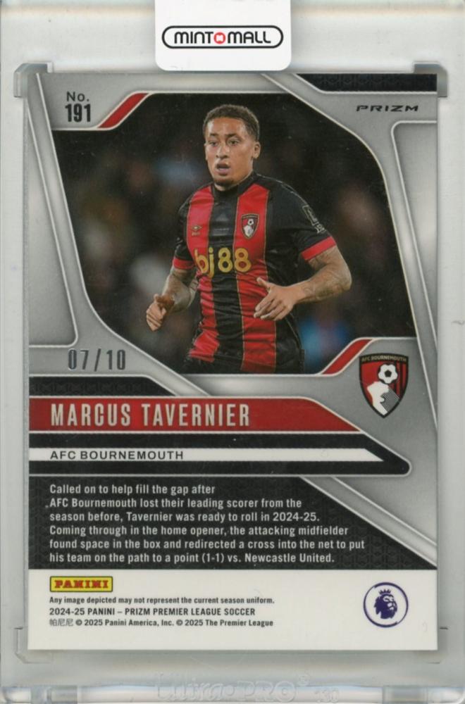 2024-25 PANINI Prizm English Premier League Marcus Tavernier Prizms Gold #19107/10 AFC Bournemouth