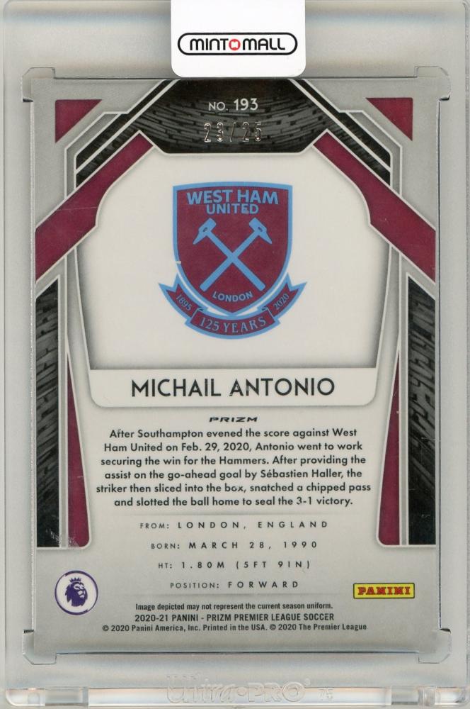 2020-21 Panini Prizm Premier League Soccer Michail Antonio Orange Prizms 23/25 West Ham United