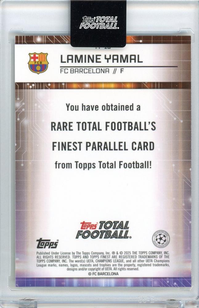 2024-25 Topps Finest UEFA Club Competitions Lamine Yamal Total Football’s Finest04/75 FC Barcelona