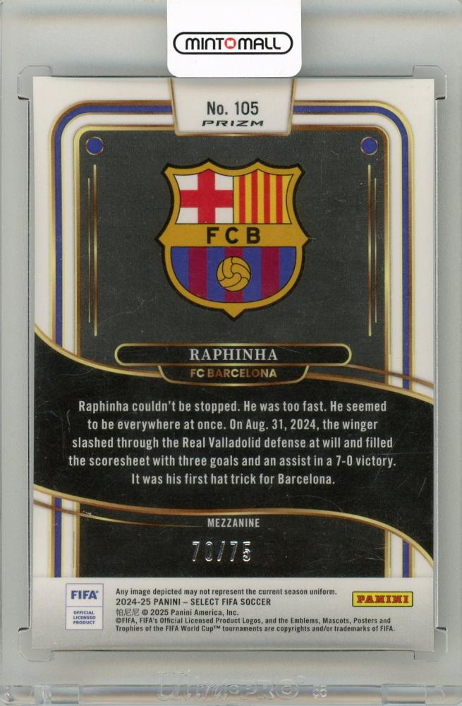 2024-25 Panini Select FIFA Soccer Raphinha Bronze Checker 70/75 FC Barcelona