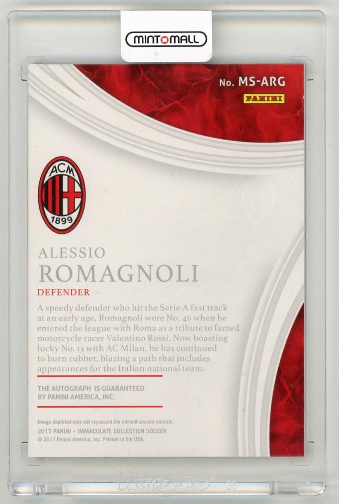 2017 Panini Immaculate Collection Alessio Romagnoli Marquee Signatures Gold Parallels9/10 AC Milan