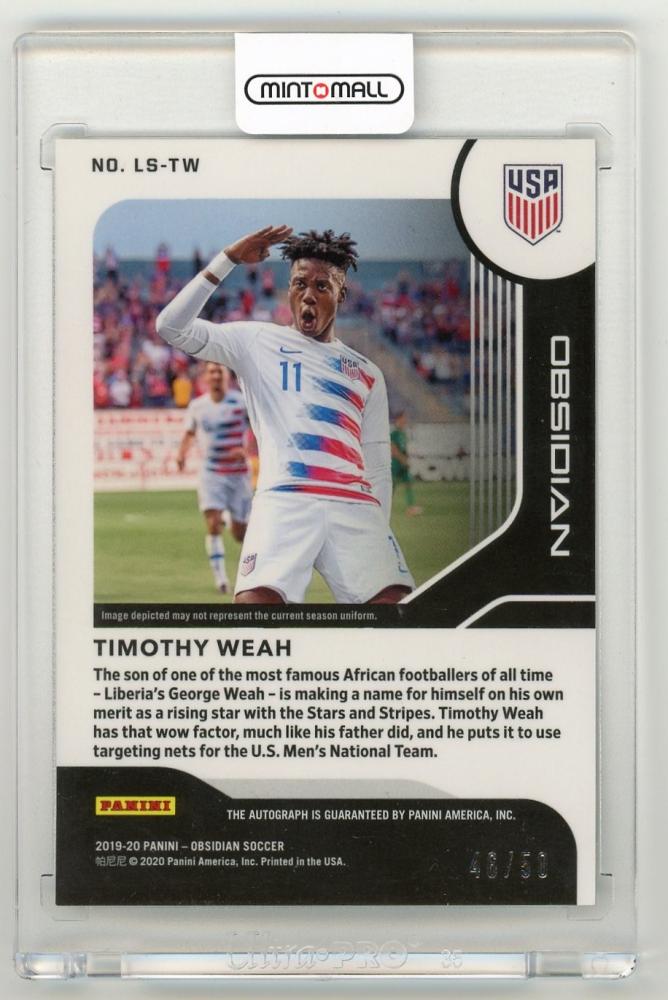 2019-20 Panini Obsidian Timothy Weah Lightning Strike Autographs Orange Parallels46/50 United States