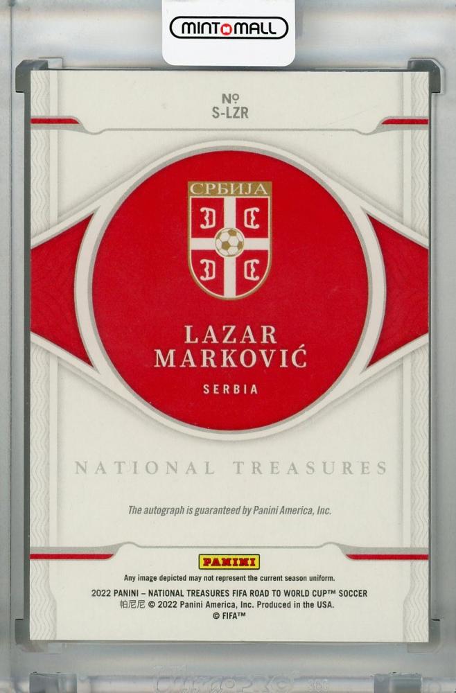 2022 Panini National Treasures FIFA Road to World Cup Serbia Lazar Markovic Signatures Sapphire (parallel version) 21/49