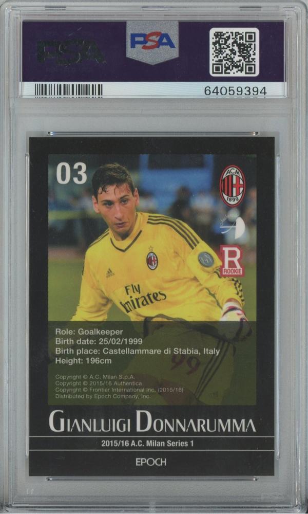 2015-16 Epoch AC Milan Series1 Gianluigi Donnarumma RC #3PSA9 AC Milan