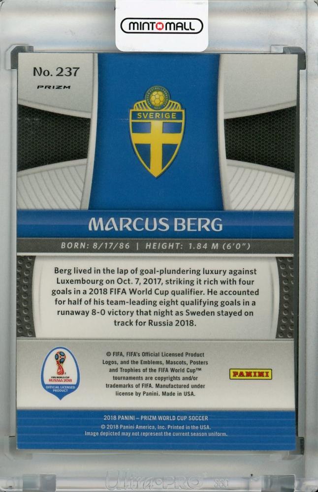 2018 Panini Prizm World Cup Marcus Berg Sweden Black Gold Wave Parallel trading card