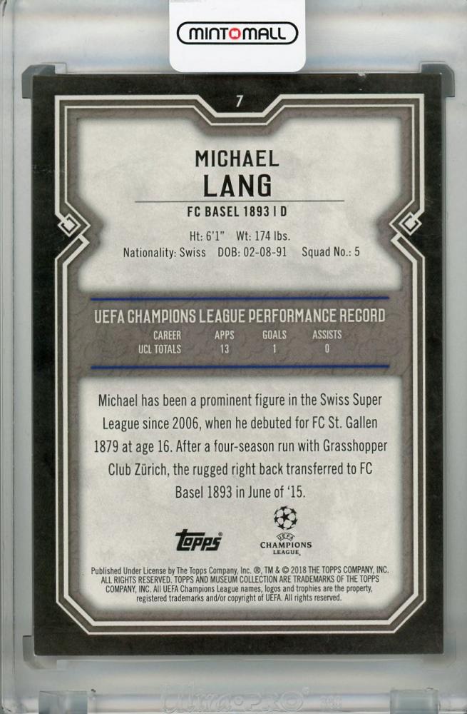 2017-18 Topps Museum Collection UEFA Champions League Michael Lang FC Basel 1893 Ruby parallel trading card serial 22/25