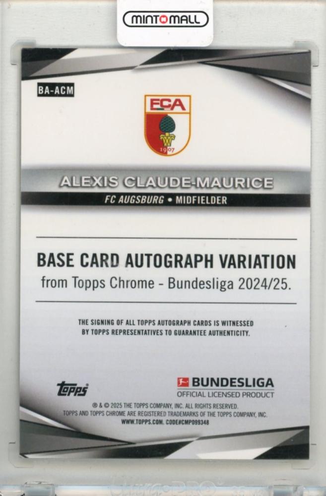 2024-25 TOPPS Chrome Bundesliga Alexis Claude-Maurice Autographs Gold Lava Refractors #BAACM27/50 FC Augsburg