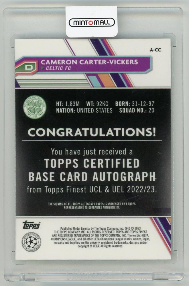 2022-23 TOPPS Finest UEFA Club Competitions Autographs Cameron Carter-Vickers A-CC