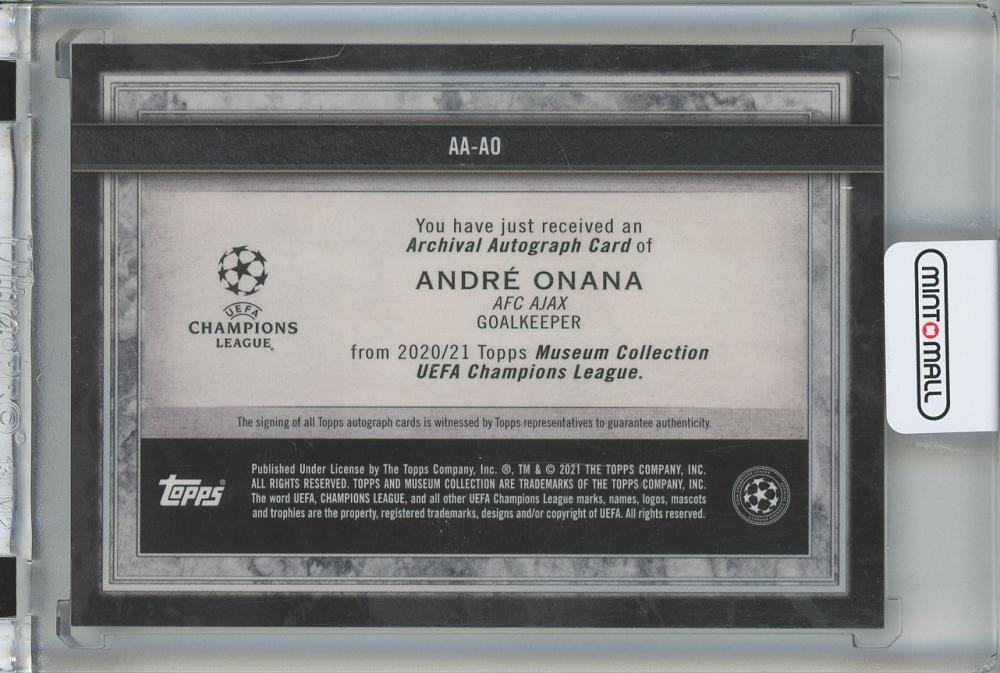 2020-21 Topps Museum Collection UEFA Champions League Andre Onana Archival Autographs #AAAO191/250 AFC-AJAX