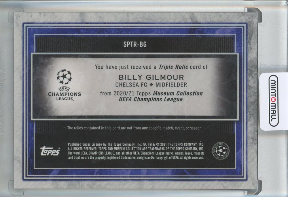 2020-21 Topps Museum Collection UEFA Champions League Billy Gilmour RC Triple Relics #SPTRBG71/75 Chelsea FC