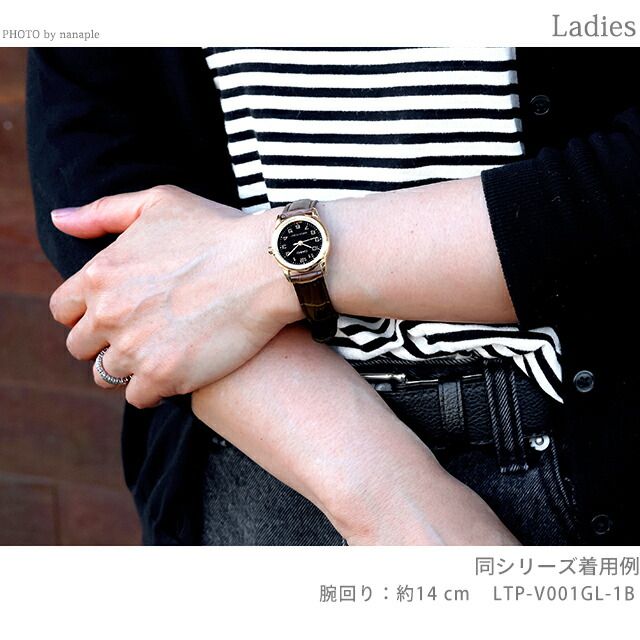 Casio Quartz Women's Watch LTP-V001GL-1BDF Brown Leather Band Analog Black Dial Japan Import