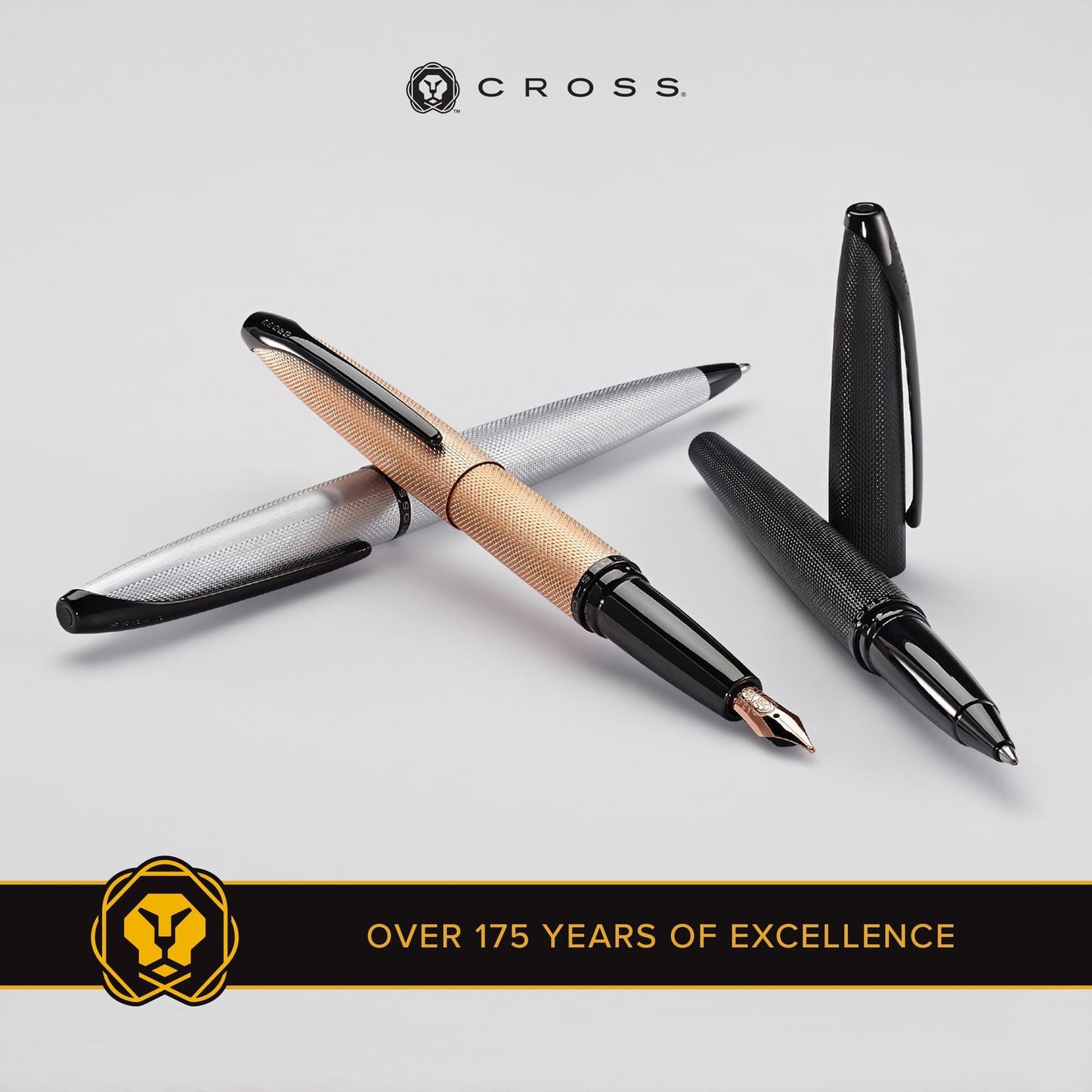 Cross ATX Fountain Pen model N886-3M with medium stainless steel nib and black body