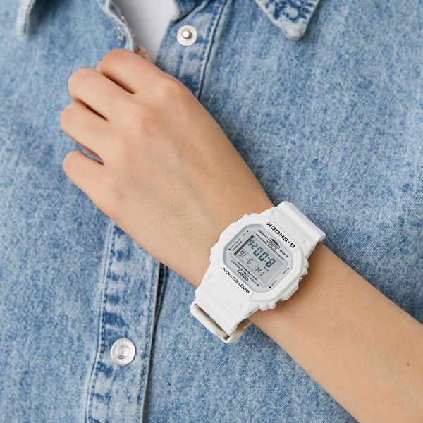 Casio G-Shock DW-5600MW-7 All White Digital Square Unisex Watch — Japan Import