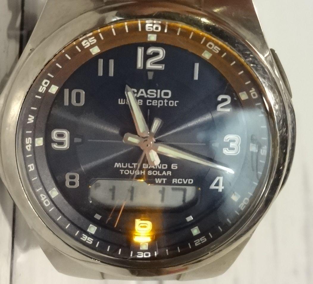 Casio Wave Ceptor WVA-M600 Watch with Navy Dial and Radio-Controlled Solar Power — Japan Import