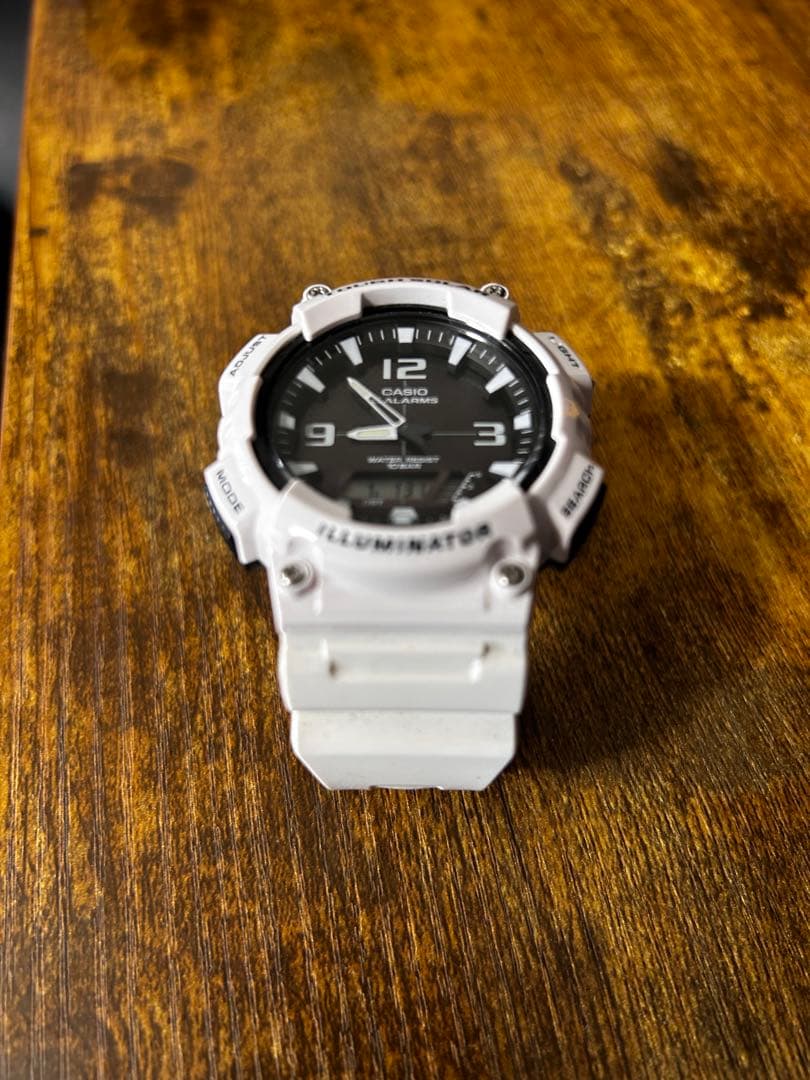 Casio Illuminator Shock-Resistant Watch with White Resin Band and Analog-Digital Display — Japan Import