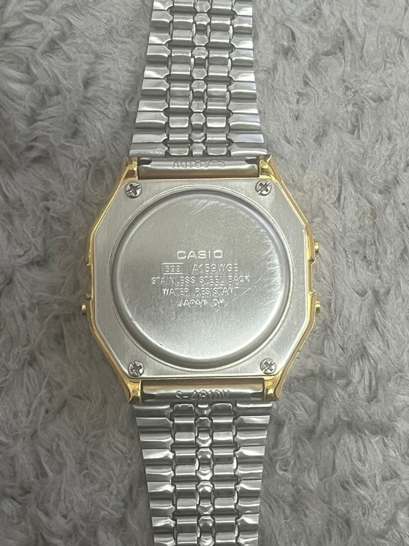 Casio Alarm Chrono Gold Digital Watch with Mesh Band Water Resistant