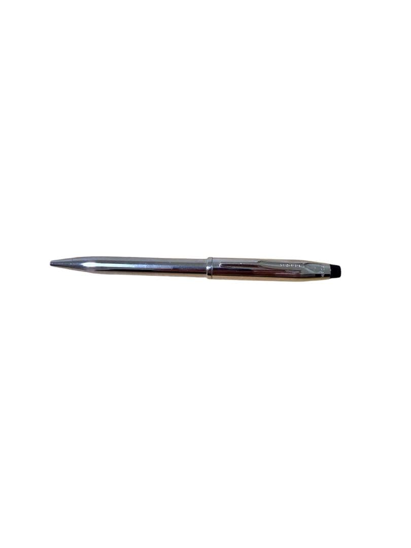 Silver Cross ballpoint pen with clip and red ink refill in a sleek portable design