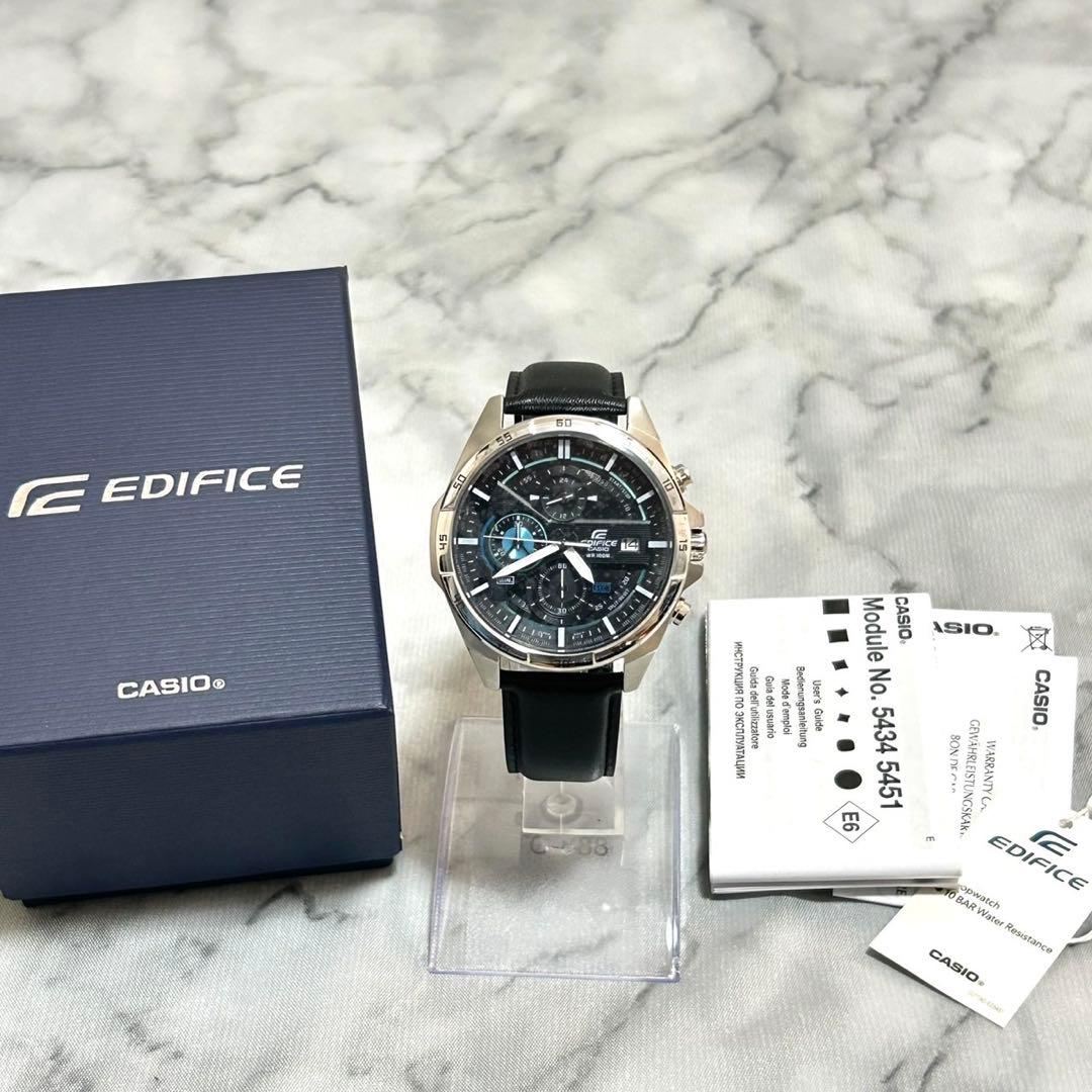 Casio Edifice Chronograph Watch with Leather Band