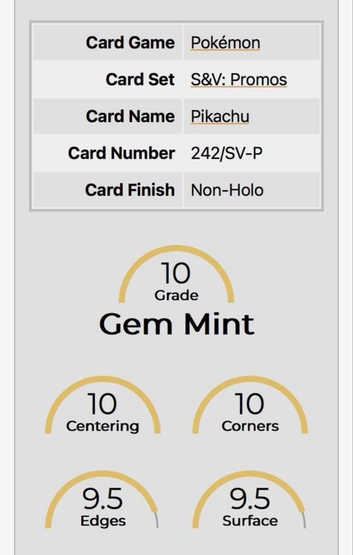 Pokemon Scarlet & Violet Series promotional Pikachu card SV-P graded PSA10 equivalent from Japan