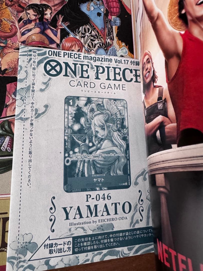 One Piece magazine with unopened Yamato promotional card included, Japan import collectible