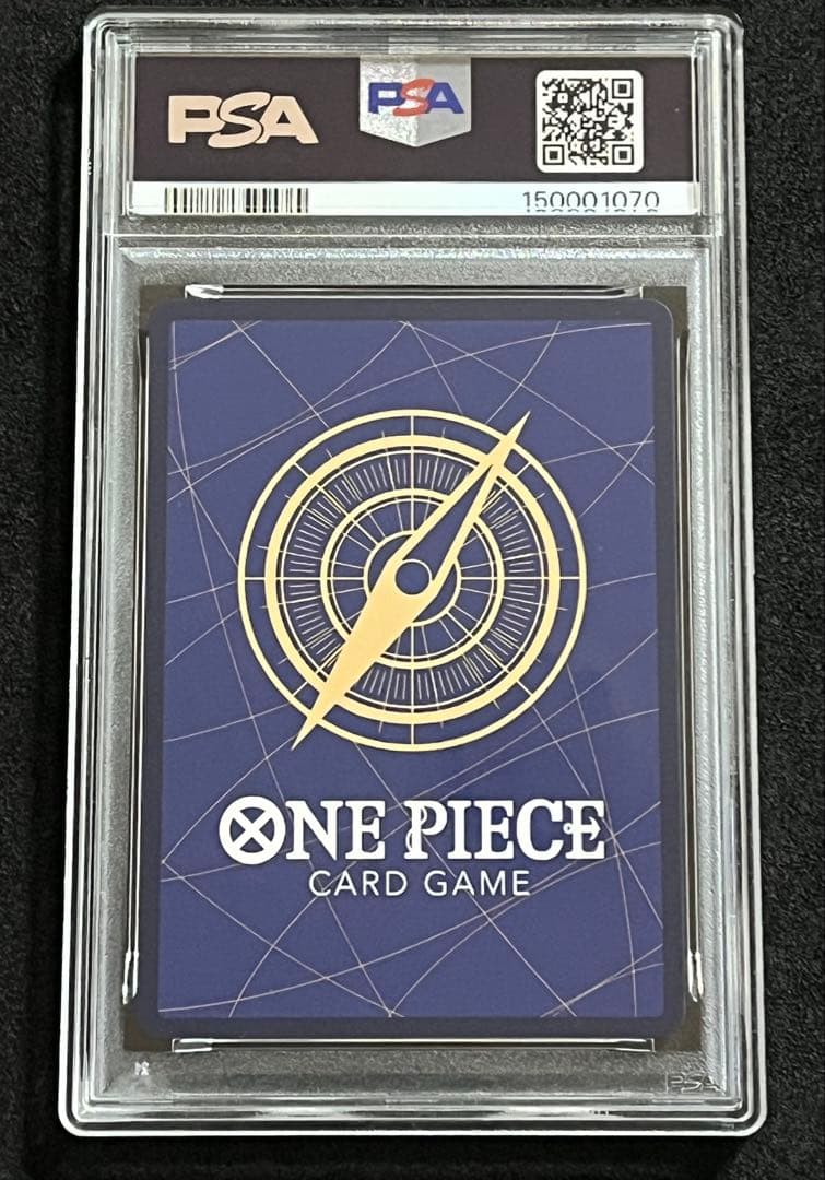 One Piece Monkey D. Luffy OP02 PSA10 Parallel Card in protective case showing front design