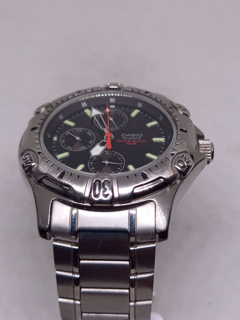 Casio Quartz Watch 100m Water Resistant Black Dial Stainless Steel Band — Japan Import