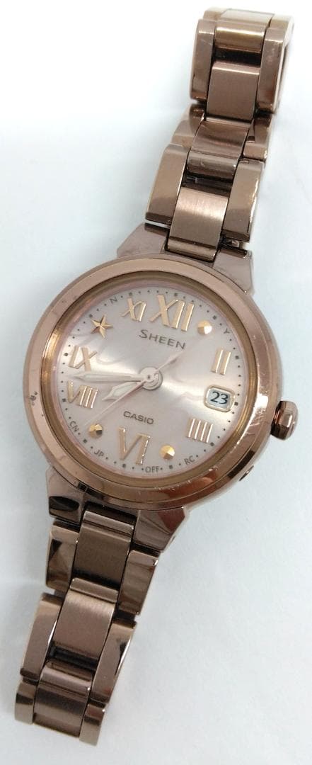 Casio Women'S Sheen Watch SHW-1508 Pink White Dial Solar Radio Wave Control Used — Japan Import