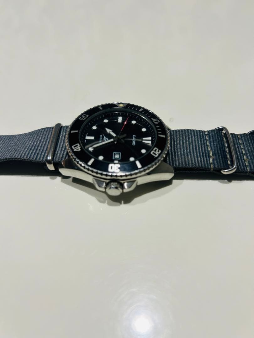 Casio Analog Watch WR 200M with Nylon Band and Date Display