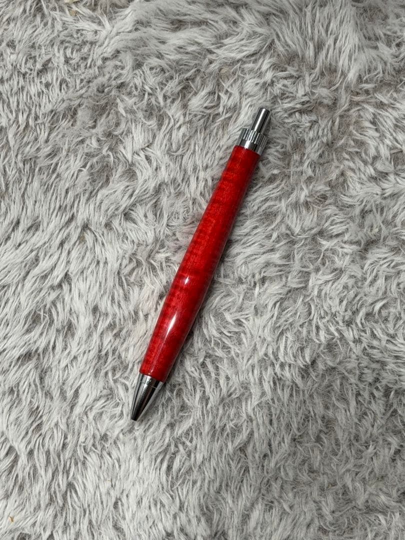 Yamada Wooden Pen with Lacquer Finish in Red Hishihana Authentic Japanese Craftsmanship