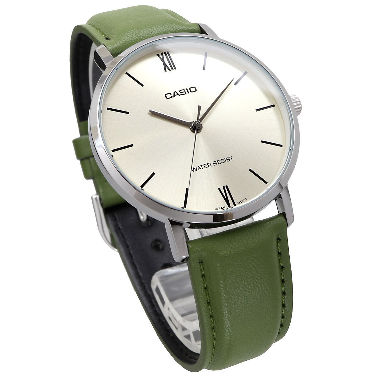 Casio MTP-VT01L-3B Unisex Watch Quartz Stainless Steel Case Green Strap Japan Import