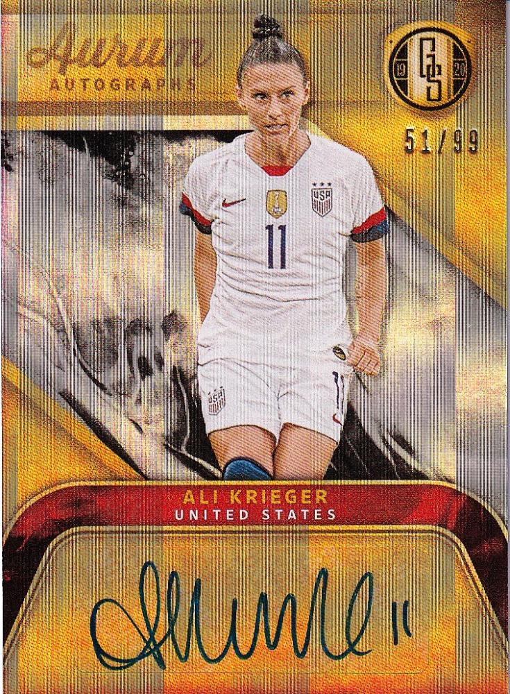 2019-20 Panini Gold Standard United States Ali Krieger Aurum Autographs trading card numbered 51 out of 99