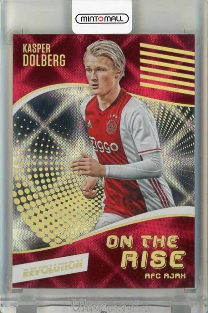 2017 Panini Revolution Kasper Dolberg On the Rise Galactic #13 trading card showing player image and design