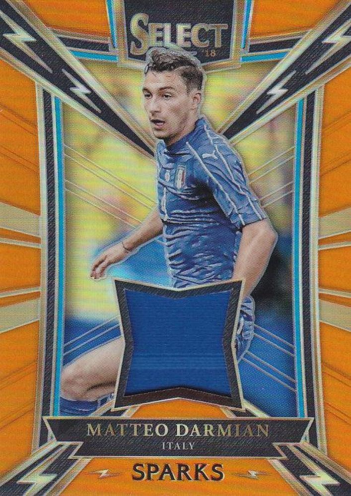 2017-18 SELECT SOCCER Matteo Darmian Italy Sparks memorabilia set in orange, numbered 43 out of 75