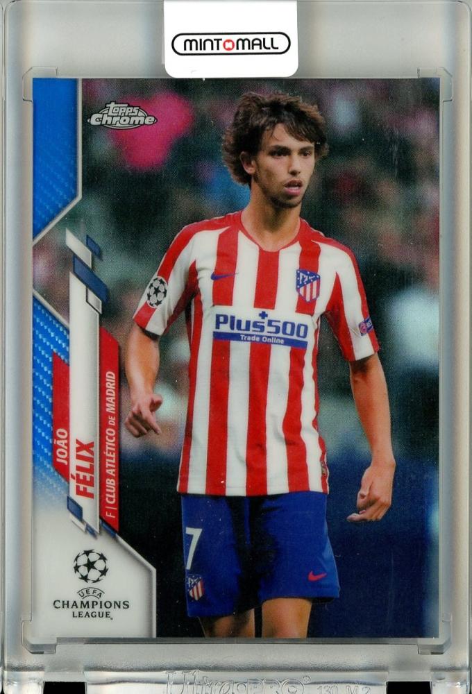 2019-20 Topps Chrome UEFA Champions League Joao Felix Base Blue Refractor trading card numbered 056 of 150