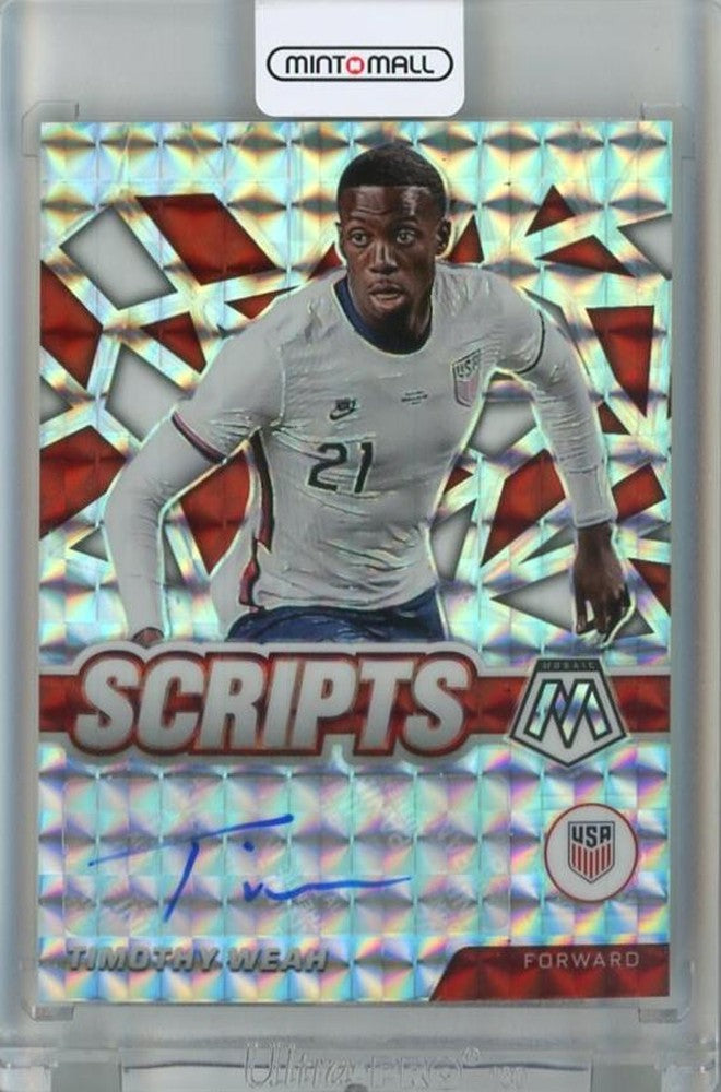 2021-22 Panini Mosaic Road to FIFA World Cup Qatar Timothy Weah Scripts Mosaic Auto #14 collectible card