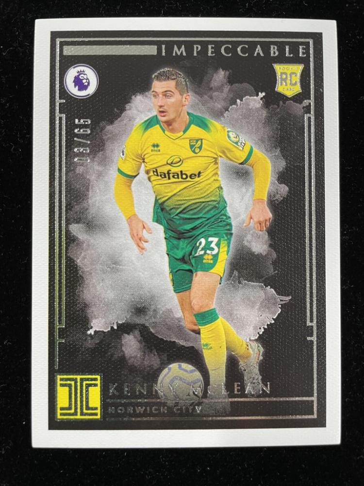 2019-20 Panini Impeccable Premier League Kenny McLean Norwich City trading card numbered 03 of 65